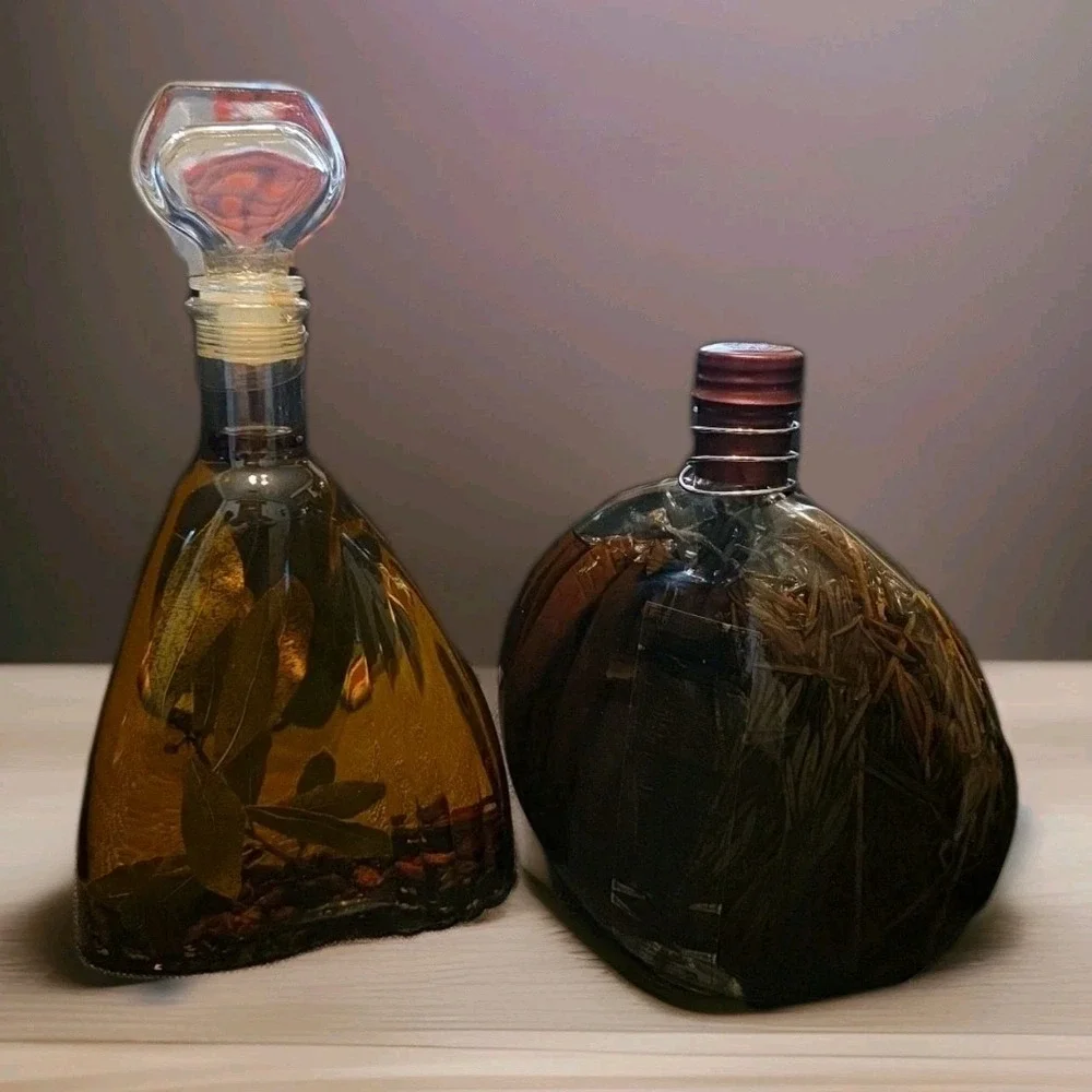 2x VTG Shonfeld's Vegetable Infused Vinegar Glass Bottles For Kitchen Decor Only